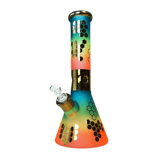 Bong din sticla 'BLACK SHEEP' Rainbow Bee Hexagon | 32cm