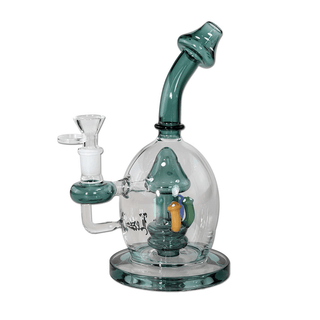 BLACK LEAF' Bubbler Mushrooms Glass Bong | 23cm