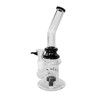 BLACK LEAF' Bubbler Drum Black Glass Bong | 23cm