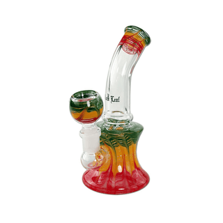BLACK LEAF' Mini Bubbler Rasta Glass Bong | 16cm