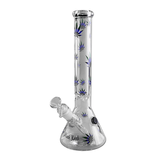 BLACK LEAF' Pastel Leaves Glass Bong | 30cm