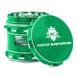 Grinder with Glass 'KOZO' Green | 4-Part - 63mm.
