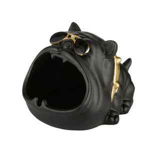 Ashtray 'CRAZY DOG' Black&Gold | 14.5cm.