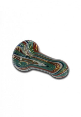 Pipa din sticla 'BLACK LEAF' Multicolor Lines | 8cm