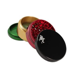 Grinder 'BLACK LEAF' Rasta | 4-Parti - 62mm