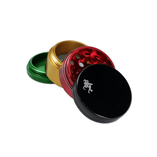 Grinder 'BLACK LEAF' Rasta | 4-Parti - 49mm