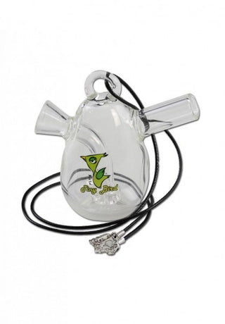 Pipa din sticla 'BLACK LEAF' Tiny Bird Bubbler | 7cm