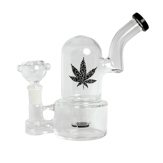 Glass Bong 'LEAF' Dome Ring | Black - 16cm