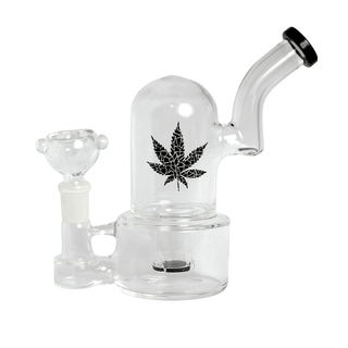 Bong din sticla 'LEAF' Dome Ring | Black - 16cm