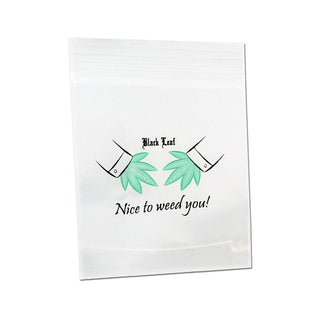 Pungi Zip-Lock ‘BLACK LEAF’ Nice To Weed You | 40x60mm. - x100