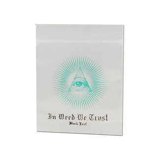 Pungi Zip-Lock ‘BLACK LEAF’ In Weed We Trust | 35x35mm. - x100