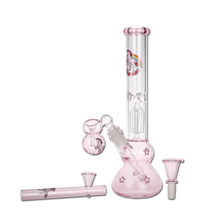 Glass Bong 'BLACK LEAF' Bitch Perco Ice | 30cm - Boxed