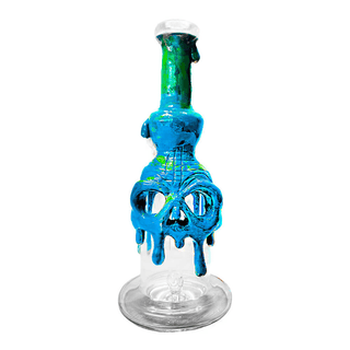 Bong din sticla 'BLACK SHEEP' Skull Clay | Blue - 22cm