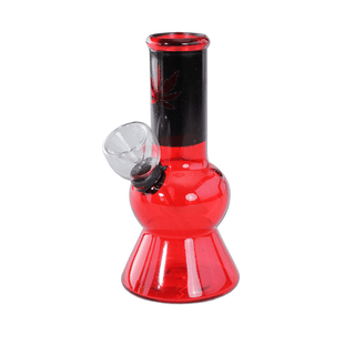 Bong din sticla 'HEMP LEAF' Rosu | 13,6cm