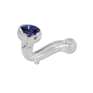 Pipa din sticla 'CURVED' Albastra | 11cm