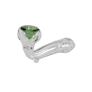 Pipa din sticla 'CURVED' Verde | 11cm
