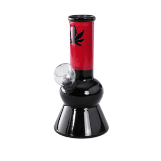 Bong din sticla 'HEMP LEAF' Negru | 13,6cm