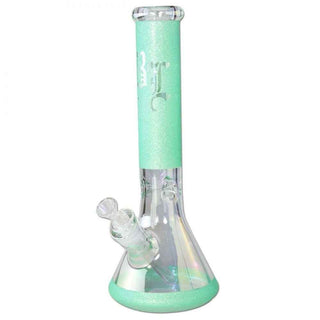 BLACK LEAF' Beaker Glitzy Glitter Glass Bong | 35cm.