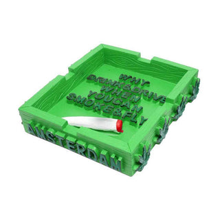 Scrumiera din rasina 'AMSTERDAM' Why Drink And Drive | Verde - 12cm