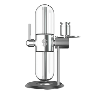 Glass Bong 'STUNDENGLASS' Gravity Hookah | Silver - 39cm.