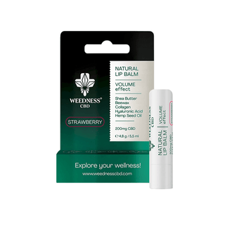 Balsam de buze cu CBD 4% 'WEEDNESS CBD' cu efect de volum 'STRAWBERRY' | 200mg. - 5,5ml